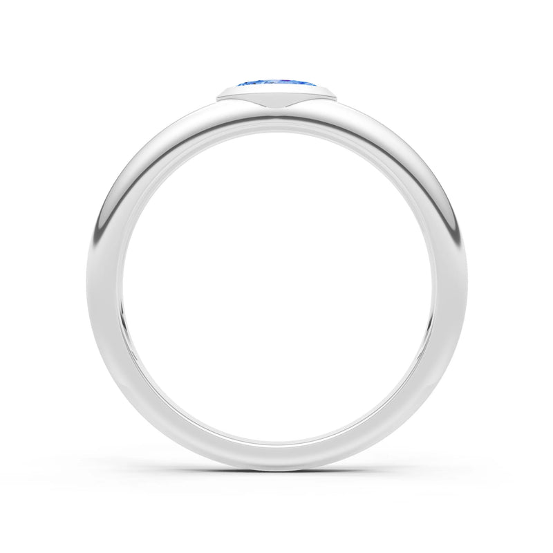 Swiss Blue Topaz Bezel Set Marquise Cut Signet Ring