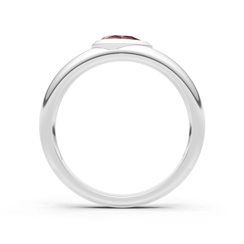 Garnet Bezel Set Pear Cut Signet Ring
