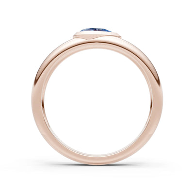 London Blue Topaz Bezel Set Pear Cut Signet Ring