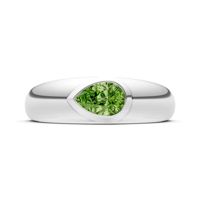 Peridot Bezel Set Pear Cut Signet Ring