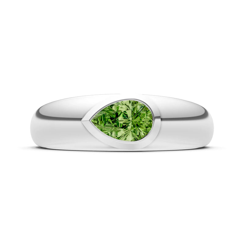 Peridot Bezel Set Pear Cut Signet Ring
