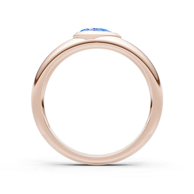Swiss Blue Topaz Bezel Set Pear Cut Signet Ring