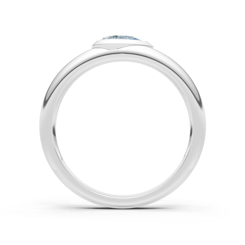 Aquamarine Bezel Set Pear Cut Signet Ring