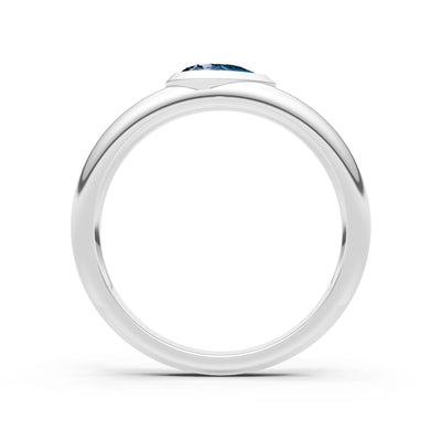Alexandrite Bezel Set Pear Cut Signet Ring