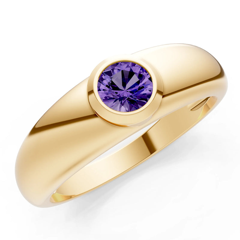 Round Gemstone Bezel Set Signet