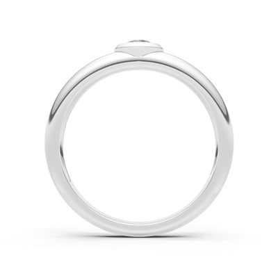 Aquamarine Bezel Set Round Cut Signet Ring
