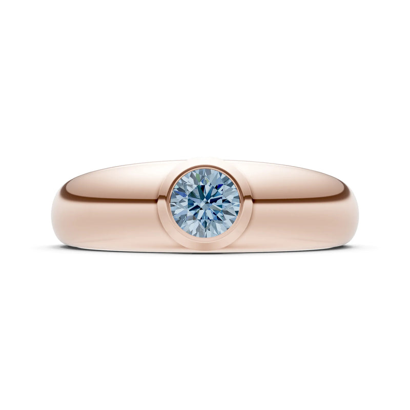 Aquamarine Bezel Set Round Cut Signet Ring