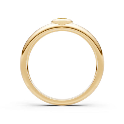 Citrine Bezel Set Round Cut Signet Ring