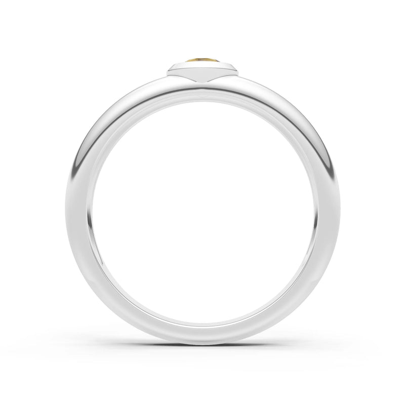 Citrine Bezel Set Round Cut Signet Ring