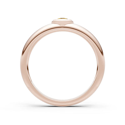 Citrine Bezel Set Round Cut Signet Ring