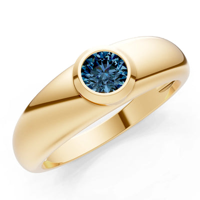 Alexandrite Bezel Set Round Cut Signet Ring