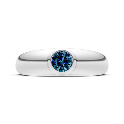 Alexandrite Bezel Set Round Cut Signet Ring