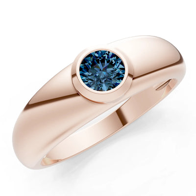Alexandrite Bezel Set Round Cut Signet Ring