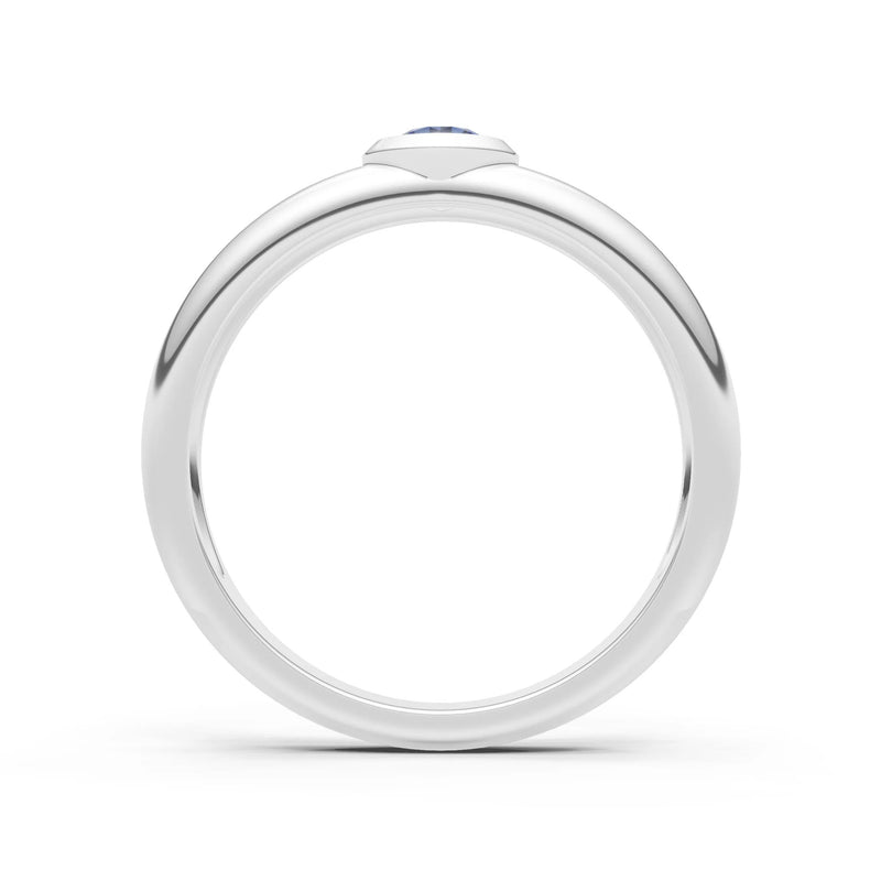 Blue Sapphire Bezel Set Round Cut Signet Ring