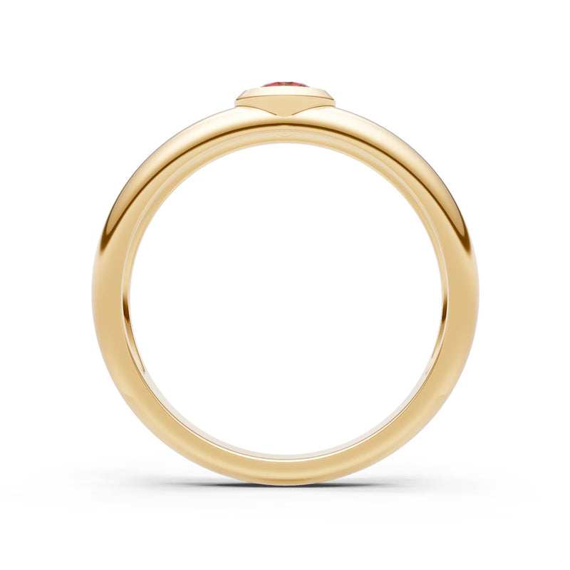 Ruby Bezel Set Round Cut Signet Ring