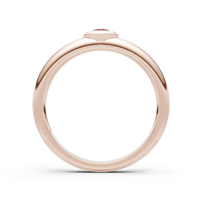 Ruby Bezel Set Round Cut Signet Ring