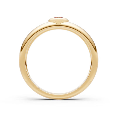 Garnet Bezel Set Round Cut Signet Ring