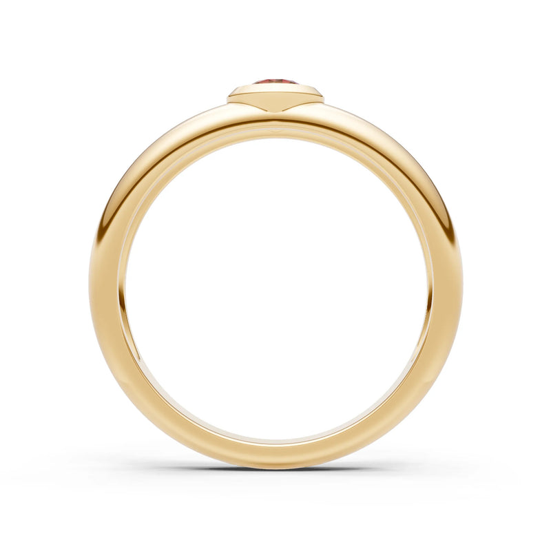 Garnet Bezel Set Round Cut Signet Ring