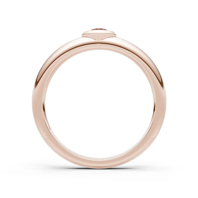 Garnet Bezel Set Round Cut Signet Ring