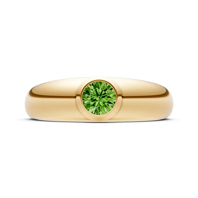 Peridot Bezel Set Round Cut Signet Ring