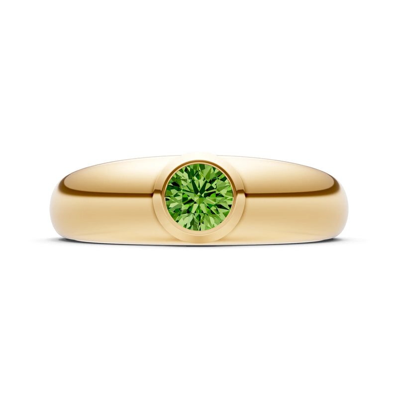 Peridot Bezel Set Round Cut Signet Ring