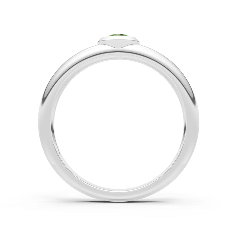 Peridot Bezel Set Round Cut Signet Ring