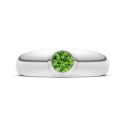 Peridot Bezel Set Round Cut Signet Ring