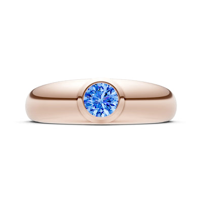 Swiss Blue Topaz Bezel Set Round Cut Signet Ring