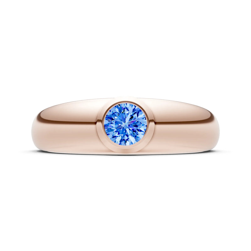 Swiss Blue Topaz Bezel Set Round Cut Signet Ring