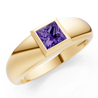 Princess Cut Bezel Set Signet