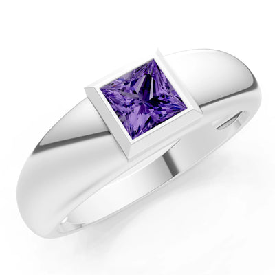 Princess Cut Bezel Set Signet