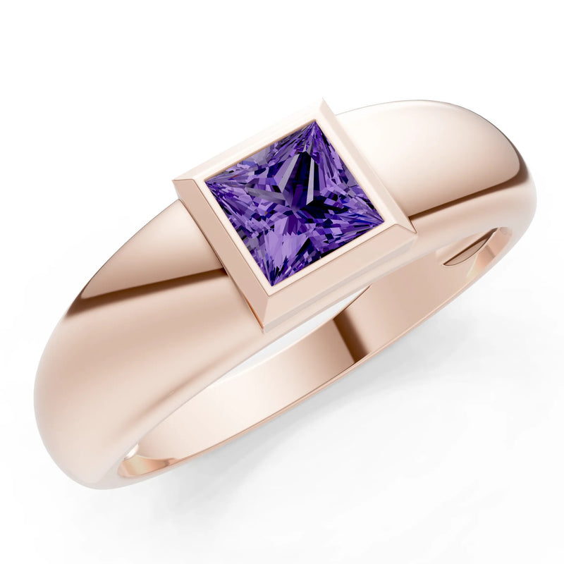 Princess Cut Bezel Set Signet