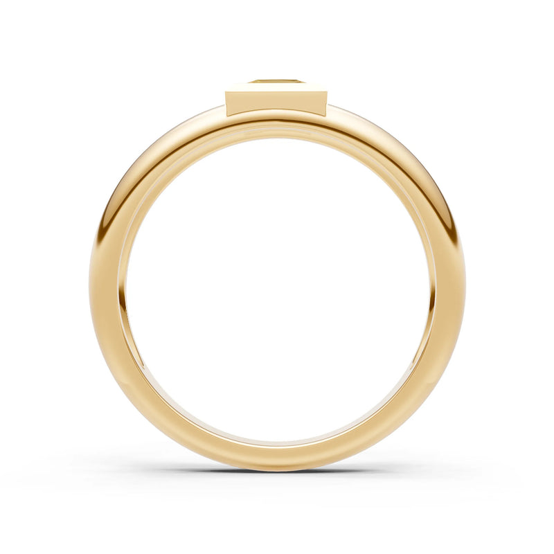 Citrine Bezel Set Princess Cut Signet Ring