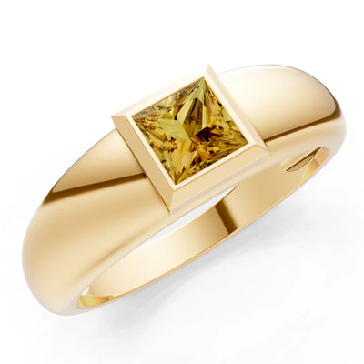 Princess Cut Bezel Set Signet