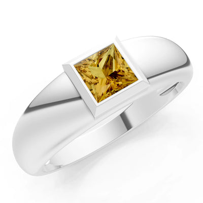 Princess Cut Bezel Set Signet