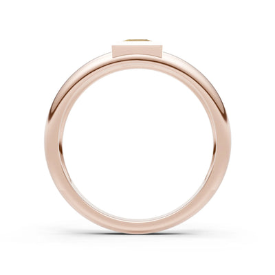 Citrine Bezel Set Princess Cut Signet Ring