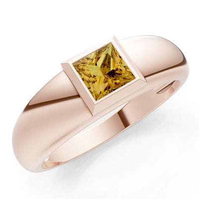 Princess Cut Bezel Set Signet