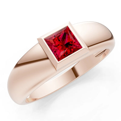 Princess Cut Bezel Set Signet
