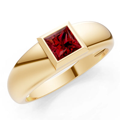 Princess Cut Bezel Set Signet