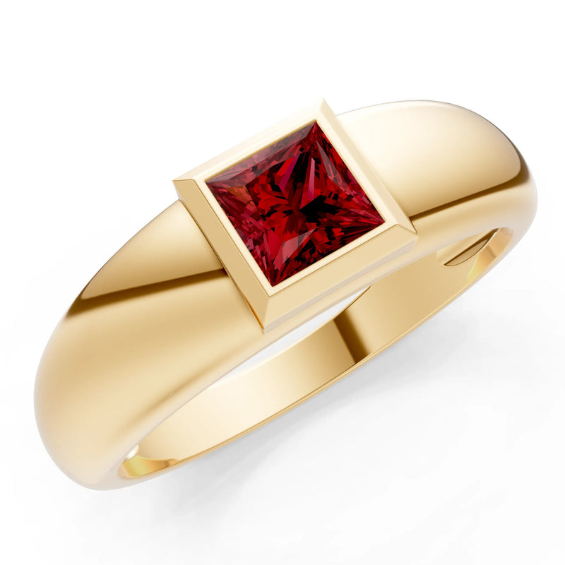 Princess Cut Bezel Set Signet