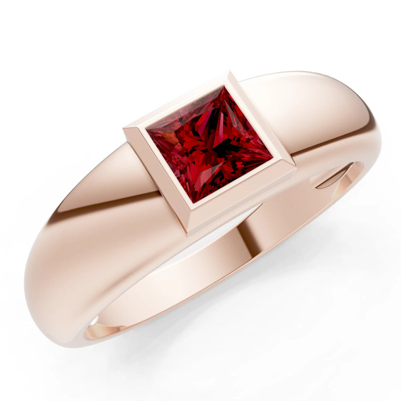 Princess Cut Bezel Set Signet