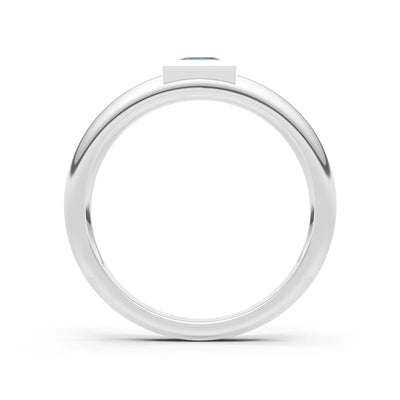 London Blue Topaz Bezel Set Princess Cut Signet Ring