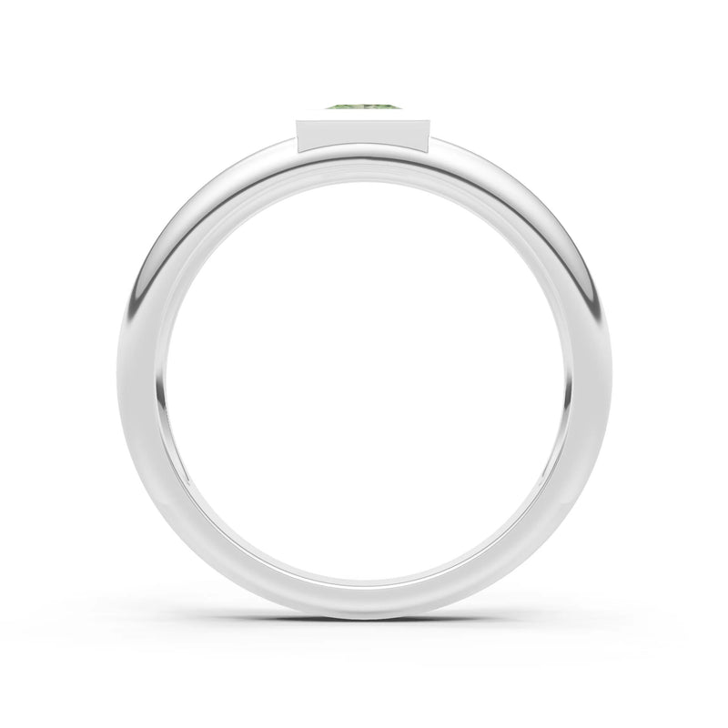 Peridot Bezel Set Princess Cut Signet Ring