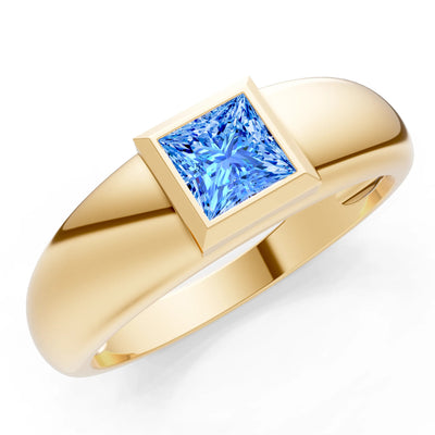 Princess Cut Bezel Set Signet