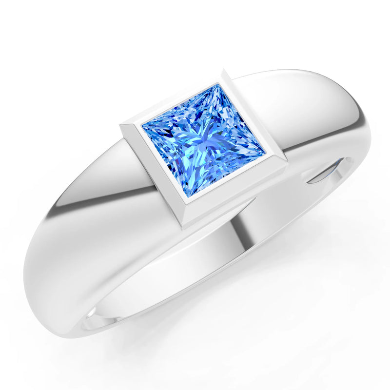 Princess Cut Bezel Set Signet