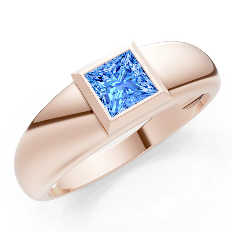 Princess Cut Bezel Set Signet