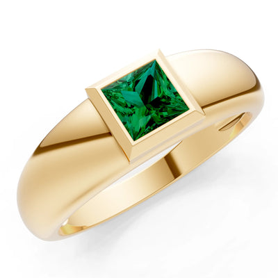 Princess Cut Bezel Set Signet