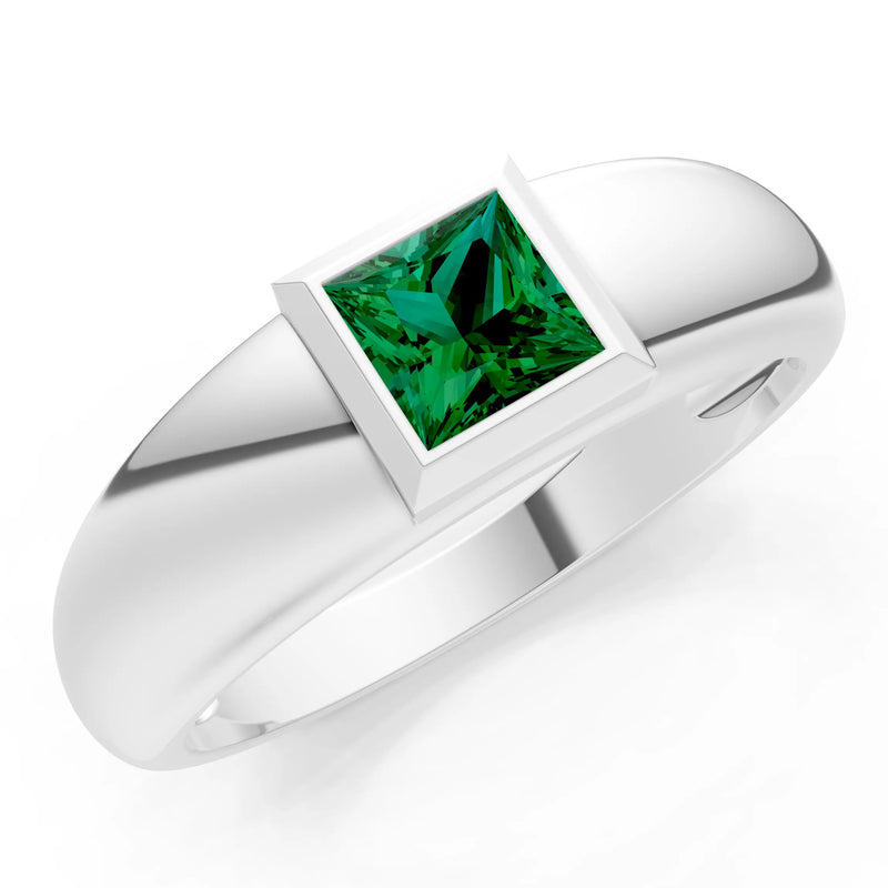 Princess Cut Bezel Set Signet
