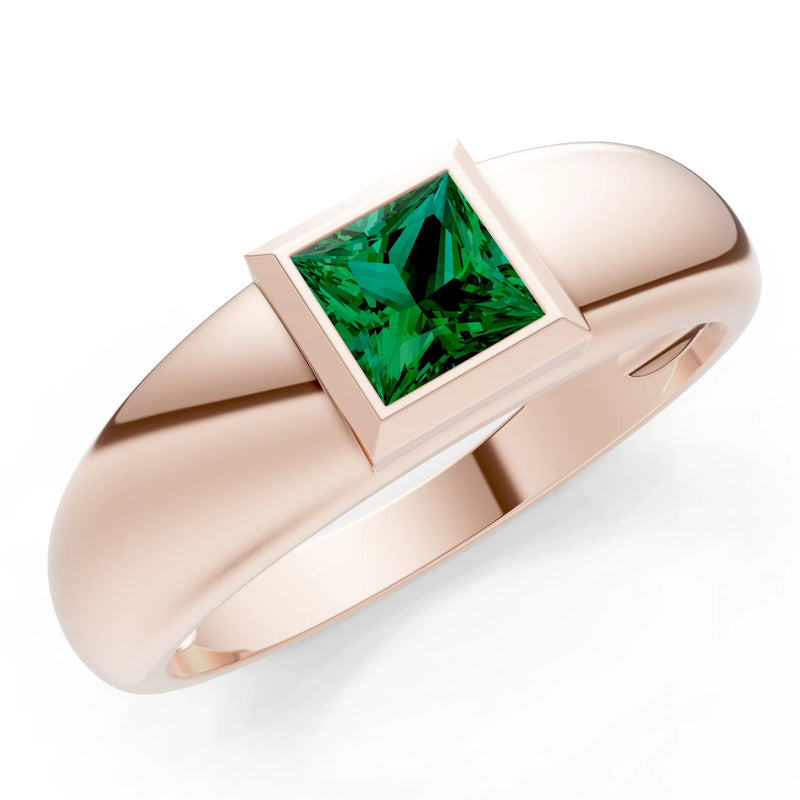 Princess Cut Bezel Set Signet