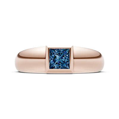 Alexandrite Bezel Set Princess Cut Signet Ring